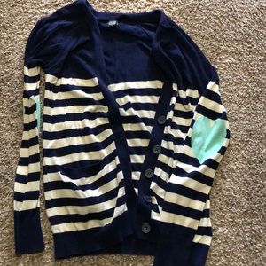 Blue and white striped cardigan